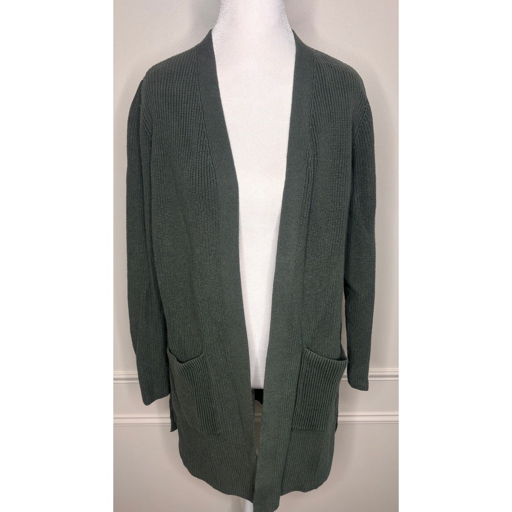 Old Navy Womens Small Green Shaker Stitch Open Front Longline Cardigan Sweater